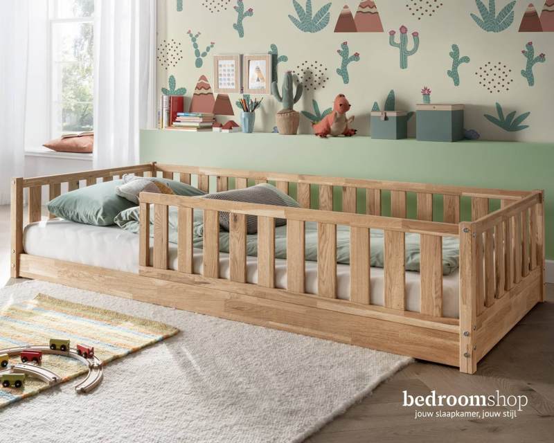 Vloerbed eiken voor kids