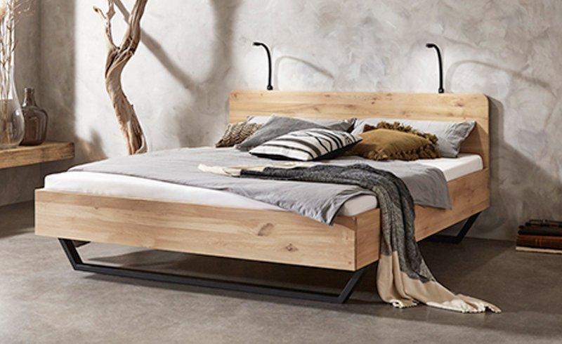 Tweepersoons houten bed (massief | Funen