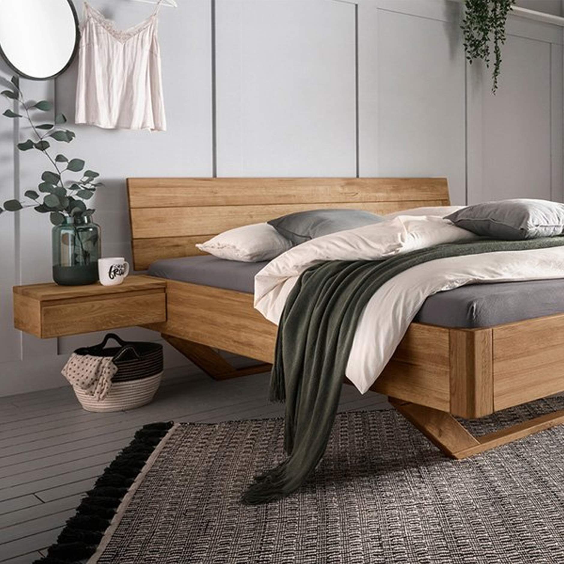 Massief eiken bed frame