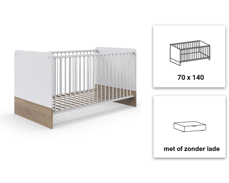 Baby ledikant in hoogte verstelbaar