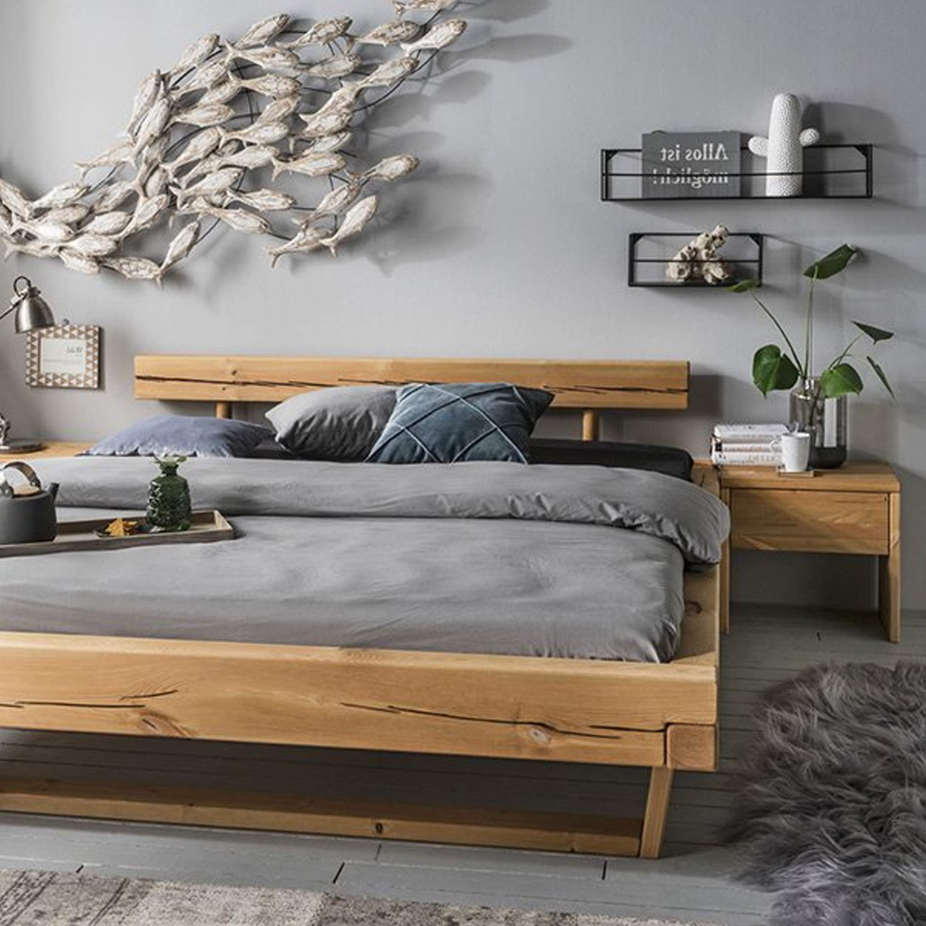 Grenen houten bed 140x200