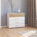 Witte commode met houtkleurige details