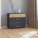 Grijs metallic commode met artisan eiken details